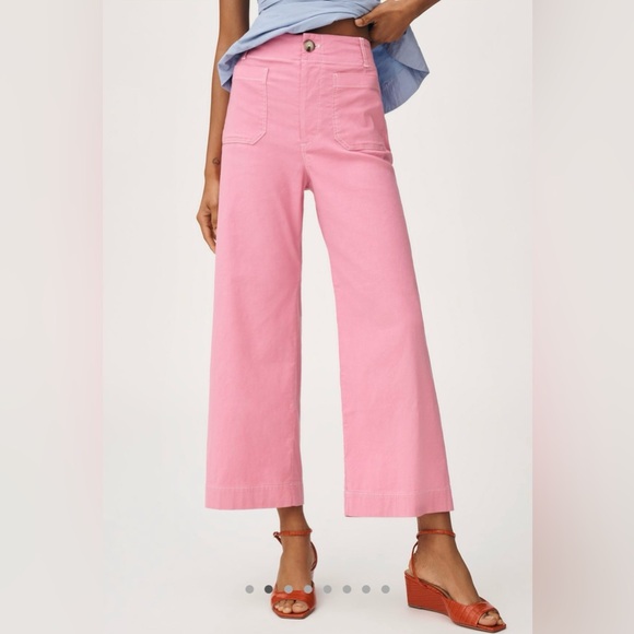 Anthropologie Pants - Anthropologie The Colette Crop Wide Leg pants by Maeve: Contrast Stitch Edition